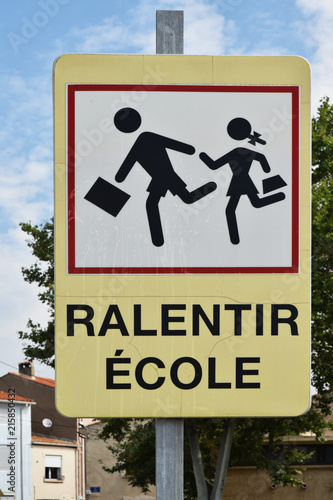 Canvas Print Panneau ralentir école.