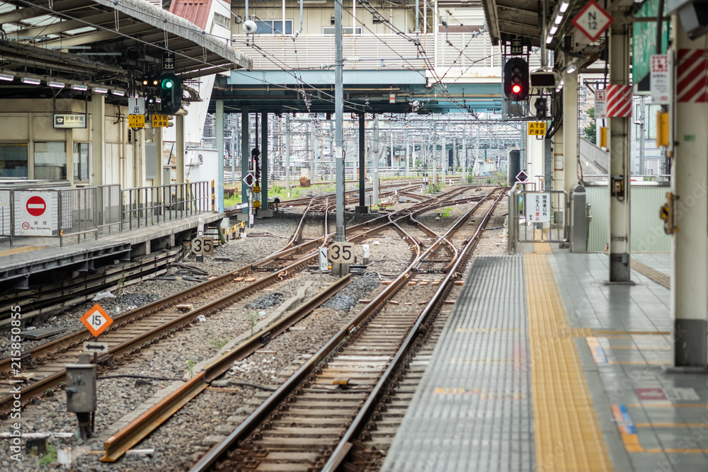 Tokyo, Japan train station and railroad. Travel and Transport Concept. Tokyo, Japan train station and railroad. Travel and Transport Concept.