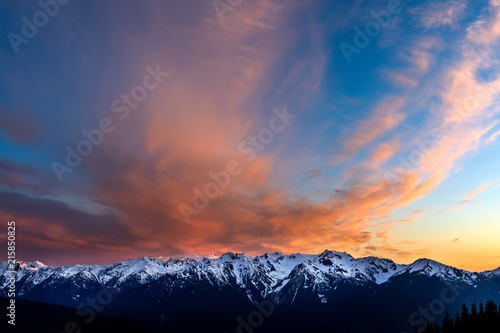 Mountain Ridge Line Sunset Clouds
