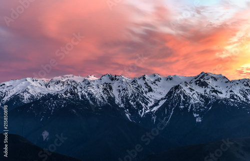 Mountain Ridge Line Sunset