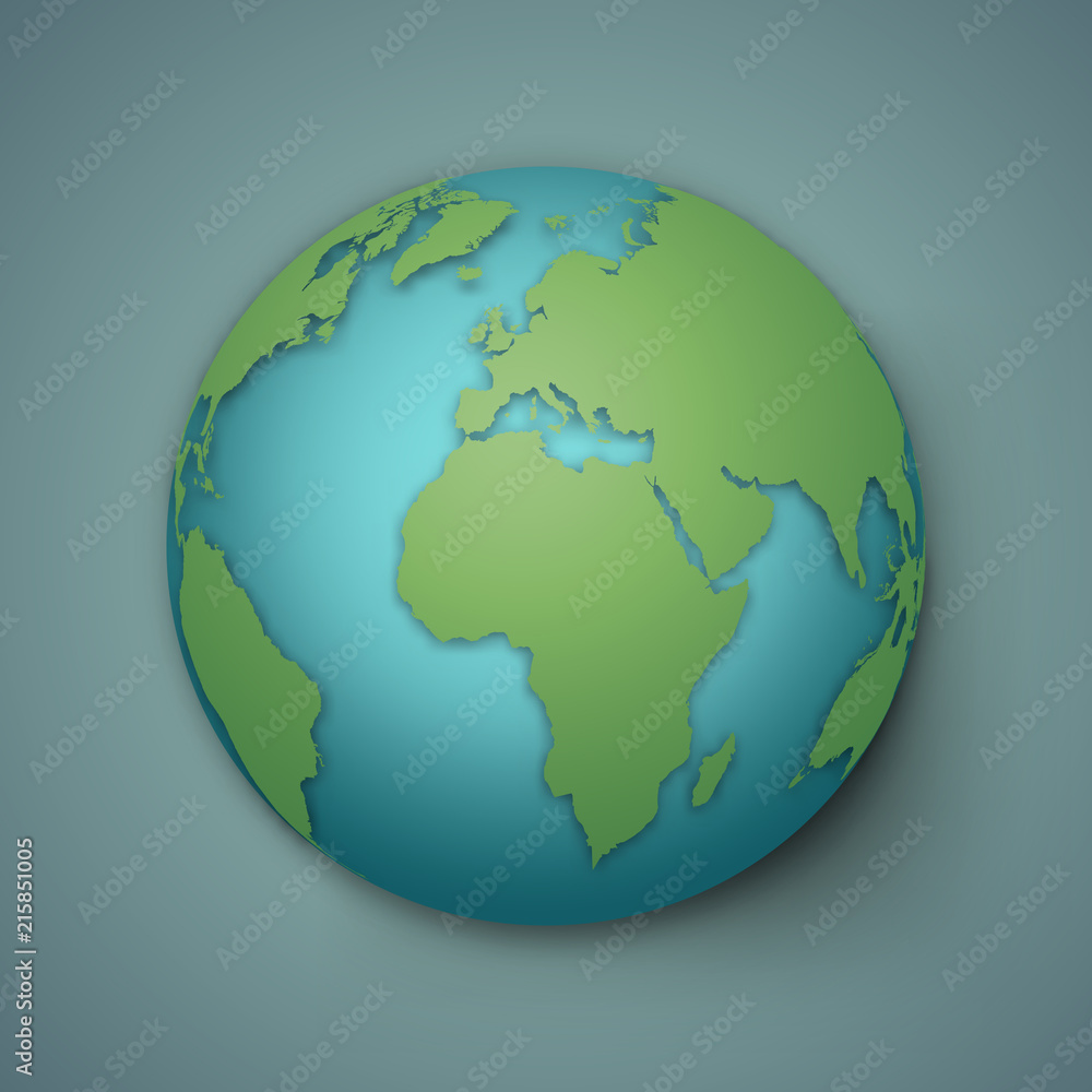 Naklejka premium Green earth isolated on solf nature background as love world concept. vector illustration.