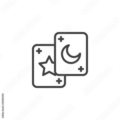 Tarot cards outline icon. linear style sign for mobile concept and web design. Magic simple line vector icon. Symbol, logo illustration. Pixel perfect vector graphics