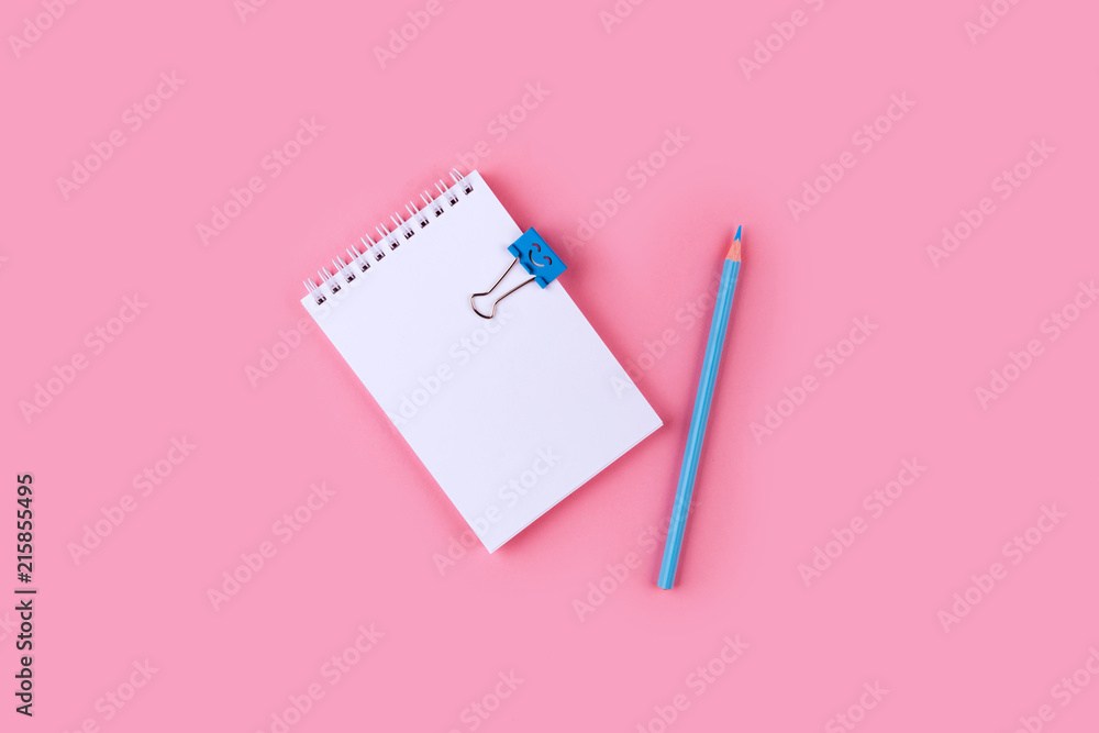 Top view of Blank notebook on colorful background Top view of Blank notebook on colorful background