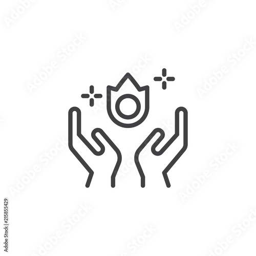 Magic hands outline icon. linear style sign for mobile concept and web design. Magical Fire in hands simple line vector icon. Symbol, logo illustration. Pixel perfect vector graphics