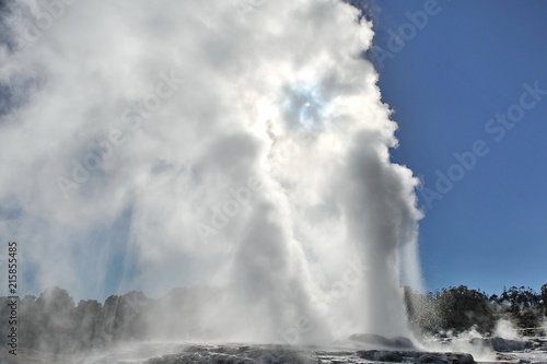 New Zealand. Eruption of the geyser in Rotarua