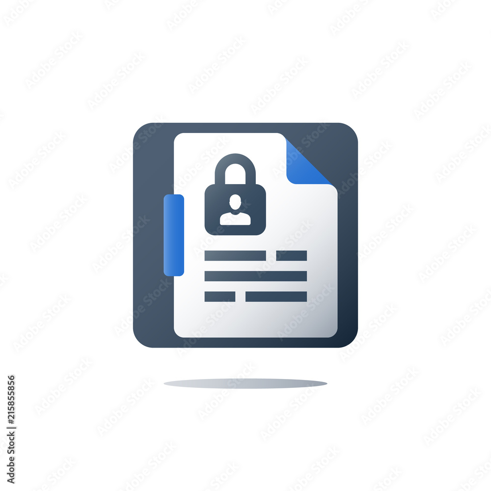 Obraz premium Privacy policy, personal data security, GDPR concept, vector icon