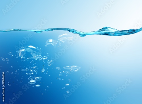 Fototapeta Naklejka Na Ścianę i Meble -  Bubbles in blue water