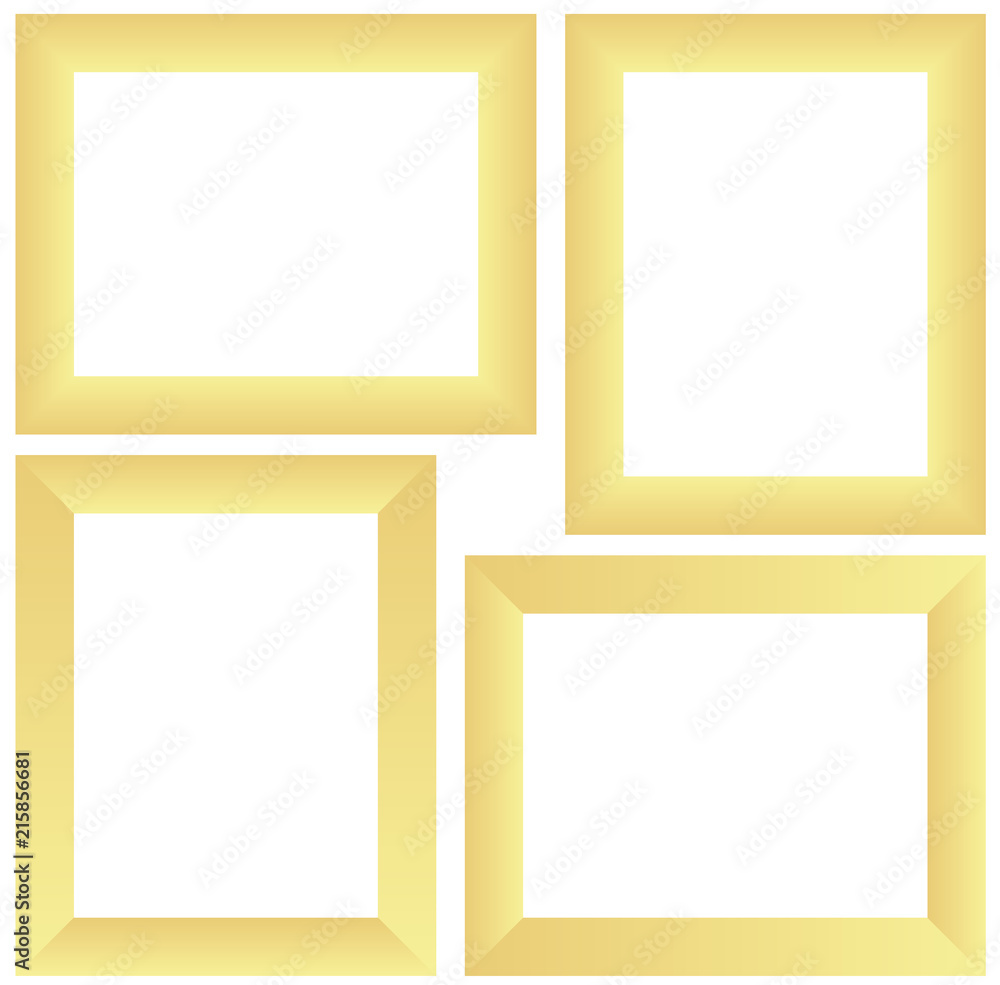 Abstract pattern set of four golden rectangle frames logo template photo frame texture background T shirt design Vector illustration Abstract pattern set of four golden rectangle frames logo template photo frame texture background T shirt design Vector illustration