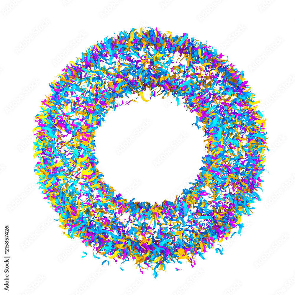 Festive alphabet from colorful confetti isolated on white background (Number 0). 3D rendering. Festive alphabet from colorful confetti isolated on white background (Number 0). 3D rendering.