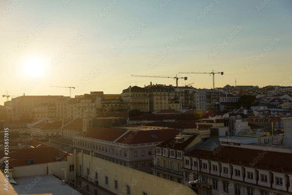 view of the city in construction, City of Lisbon in Portugal, view from above