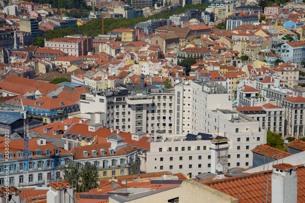 City of Lisbon in Portugal, aerial view of the city from above