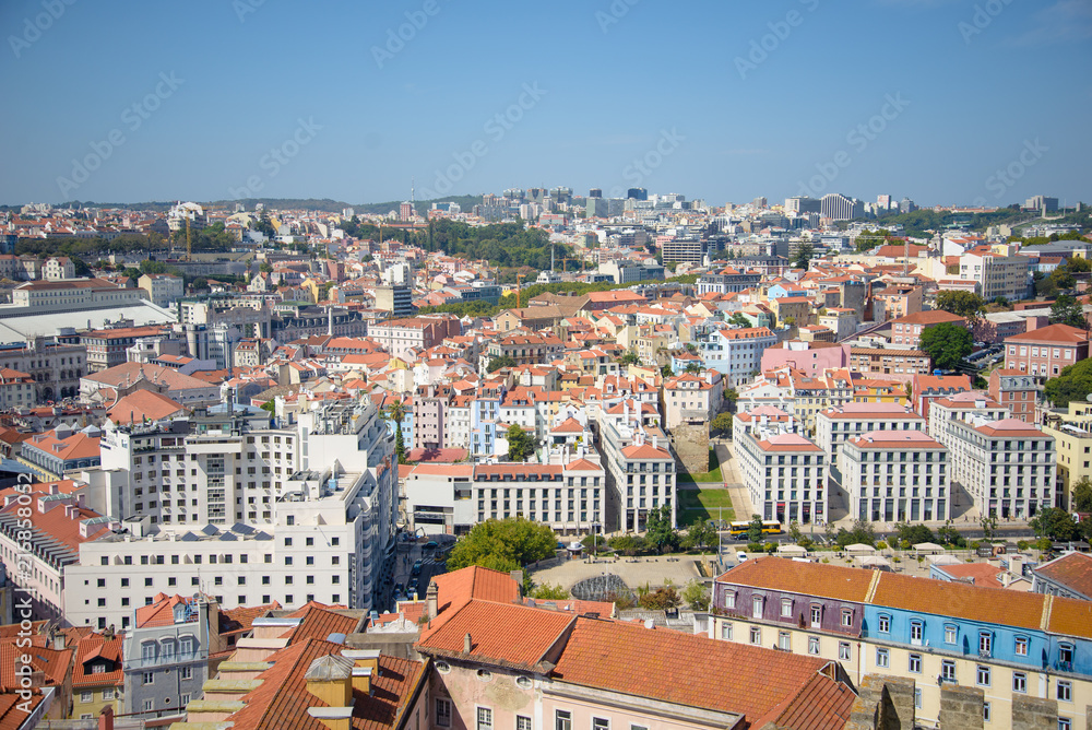 City of Lisbon in Portugal, aerial view of the old city