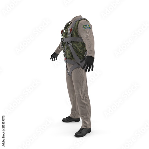 Russian Jet Fighter Pilot Uniform on white. 3D illustration