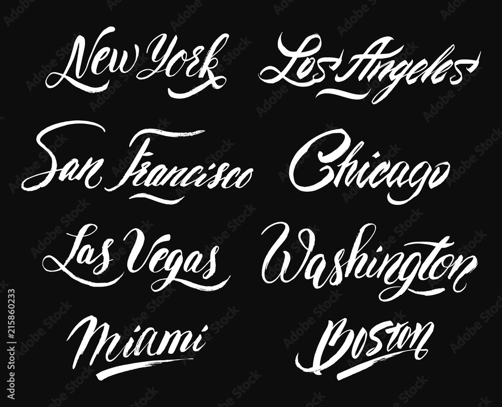 US cities handwritten set