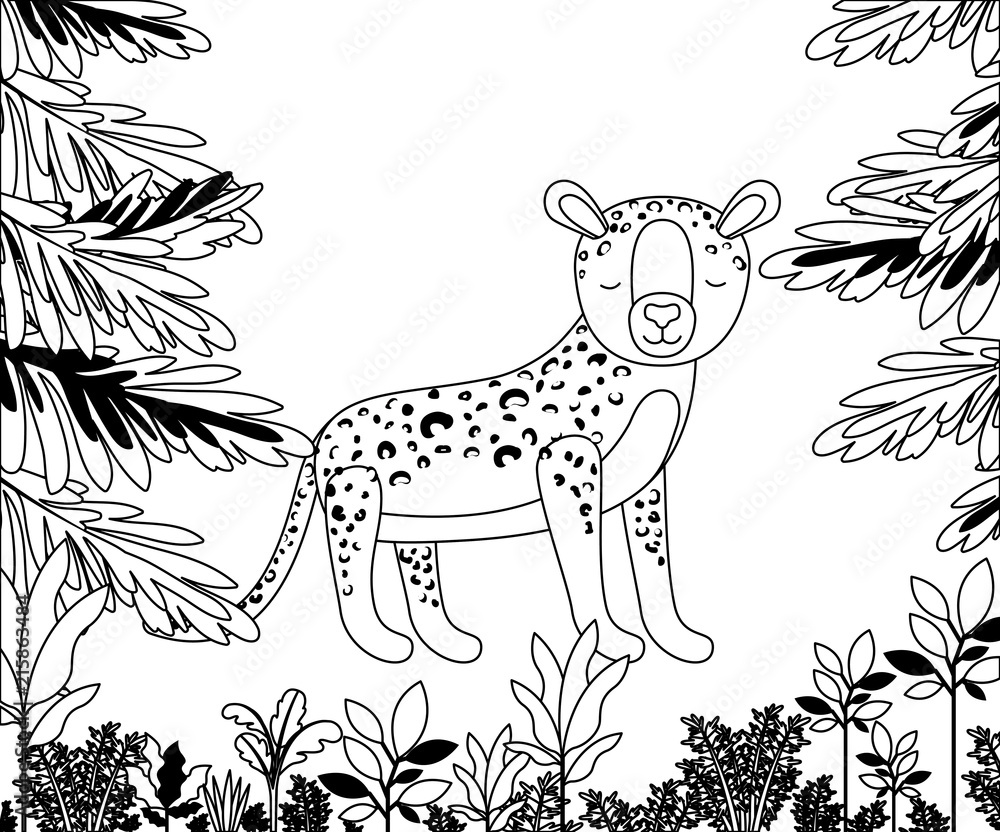 wild cheetah in the jungle scene vector illustration design wild cheetah in the jungle scene vector illustration design