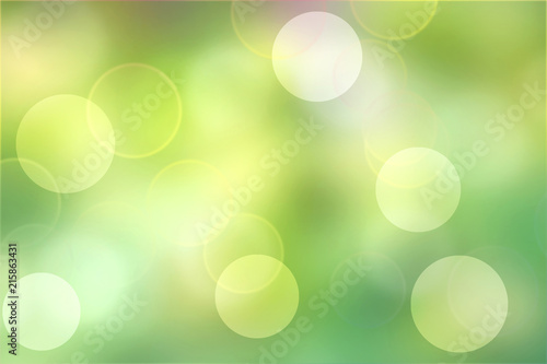 Abstract green light and white summer bokeh background.