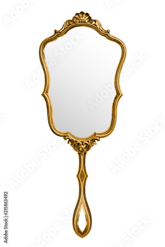 Obraz na plátně Vintage hand mirror isolated on white, included clipping path