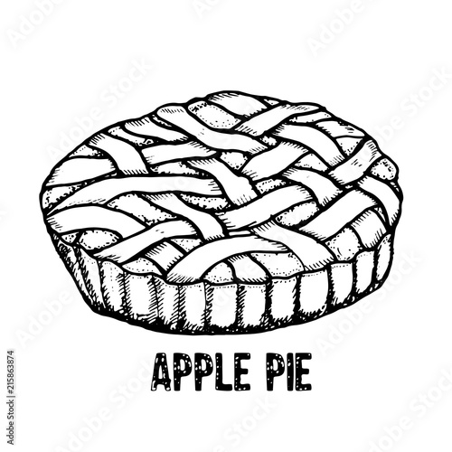 Home made apple pie. Vector hand drawn illustration.