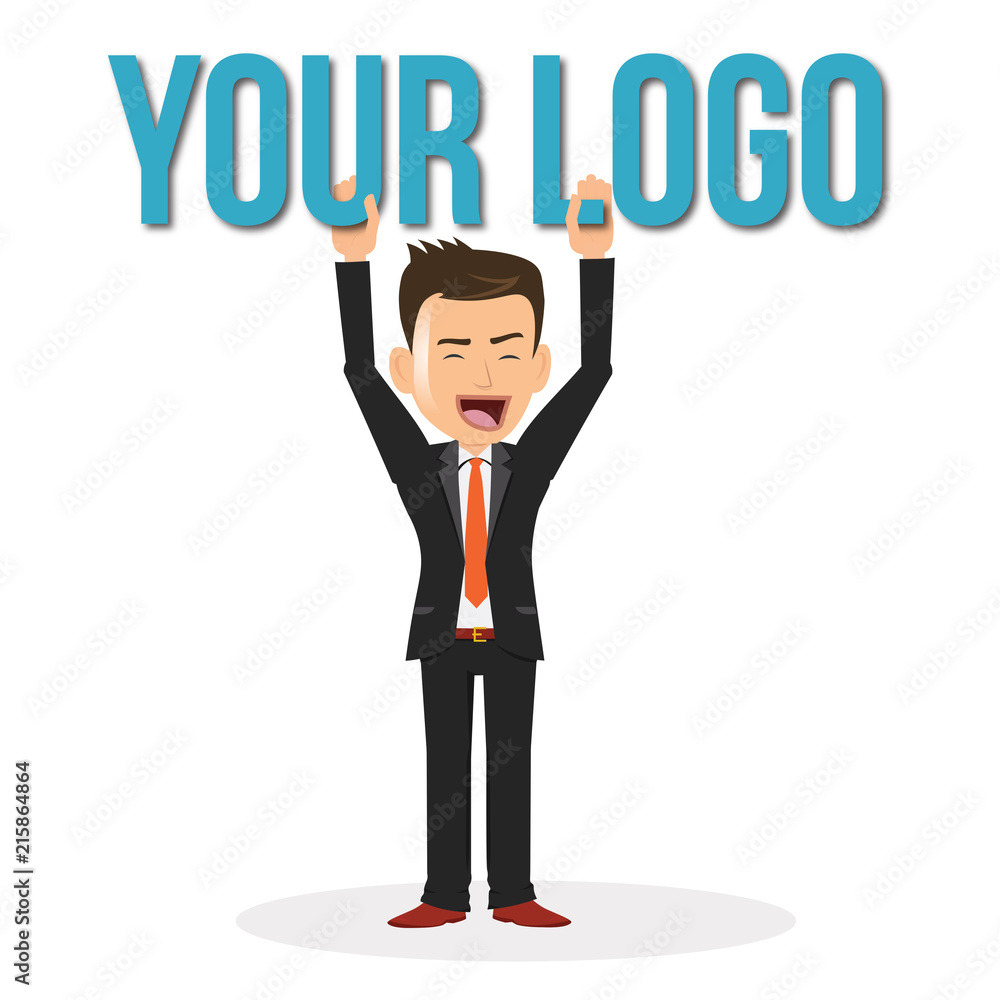 Smart Business Man Presenting Your Logo Smart Business Man Presenting Your Logo