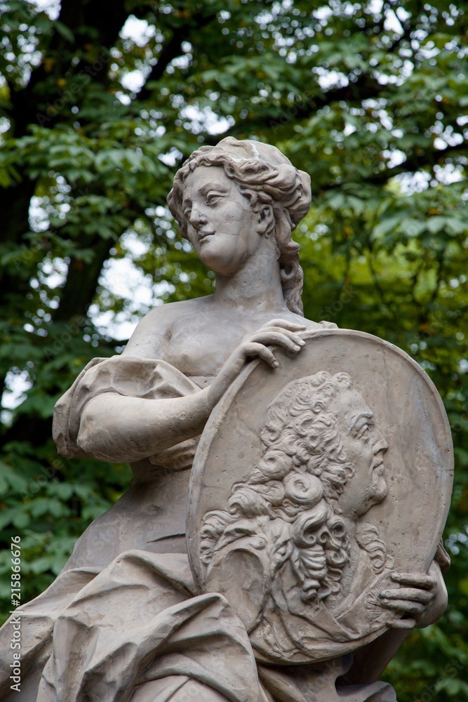 Statue in Saxon garden in Warsaw, Europe
