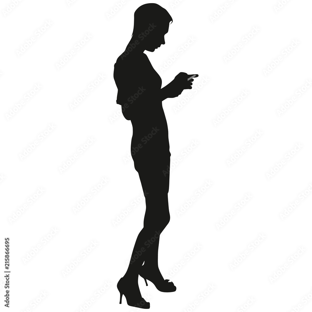 slim woman with phone in hands