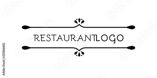 Restaurant logo. Flourish symbol. Original dividers. Abstract element for template. Vector illustration, flat design