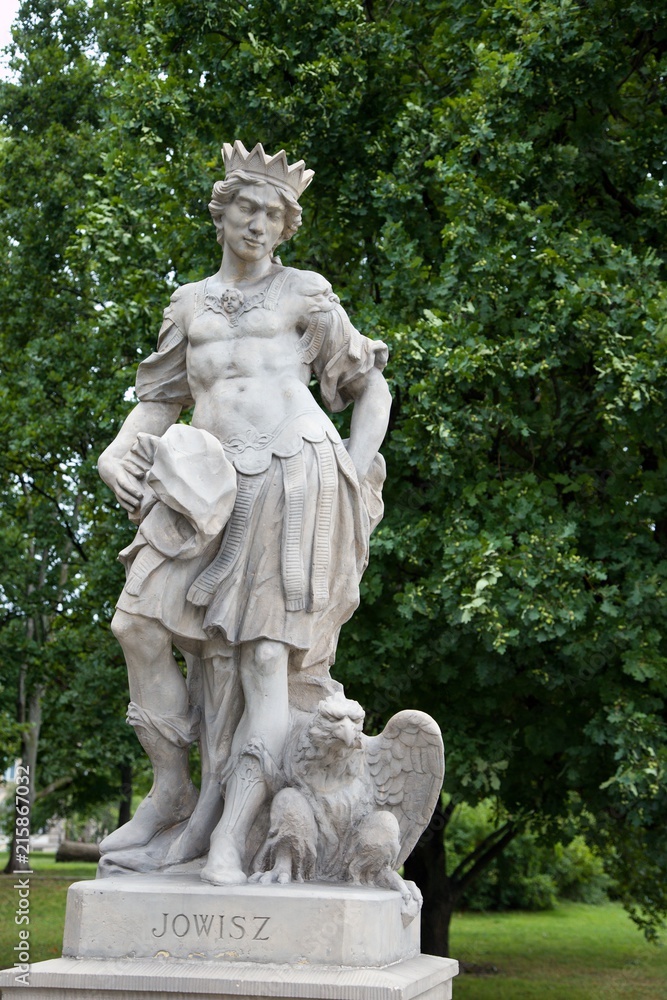 Statue in Saxon garden in Warsaw, Europe