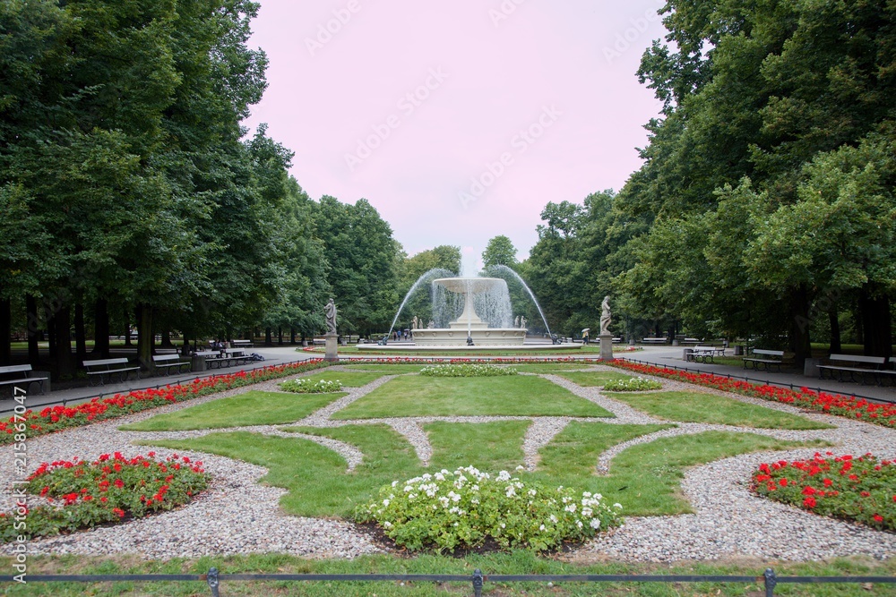 Saxon garden in Warsaw in Poland, Europe