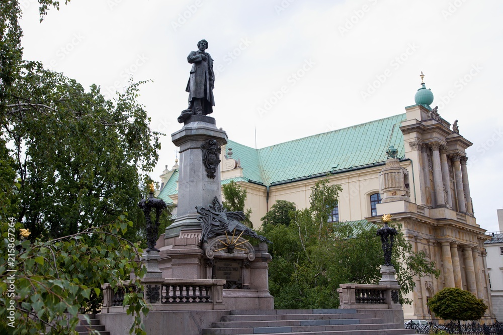 Statue of Adam Mickiewicz in Warsaw in Poland, Europe