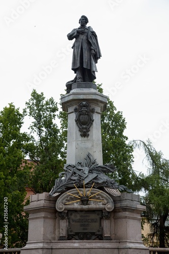 Statue of Adam Mickiewicz in Warsaw in Poland, Europe photo