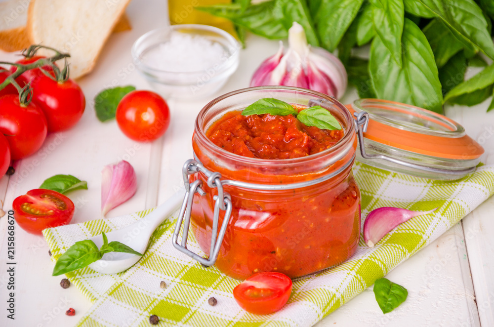 Marinara sauce. Traditional Italian tomato sauce with herbs, olive oil and garlic. Marinara sauce. Traditional Italian tomato sauce with herbs, olive oil and garlic.