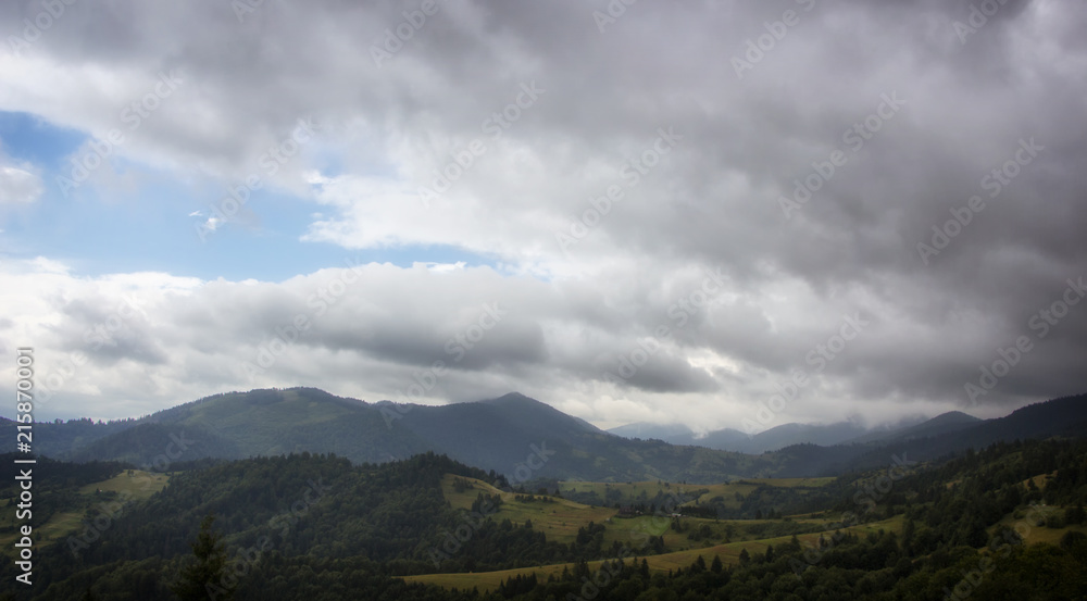 Fototapeta premium Cloudy weather in the mountains, Ukrainian Carpathians