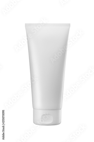 white plastic tube for medicine or cosmetics cream, gel, skin care, toothpaste. packaging mockup with clipping path isolated on white background