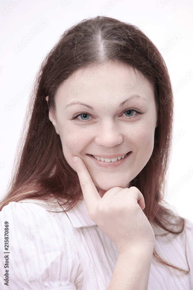 closeup.portrait of a modern young woman. isolated closeup.portrait of a modern young woman. isolated