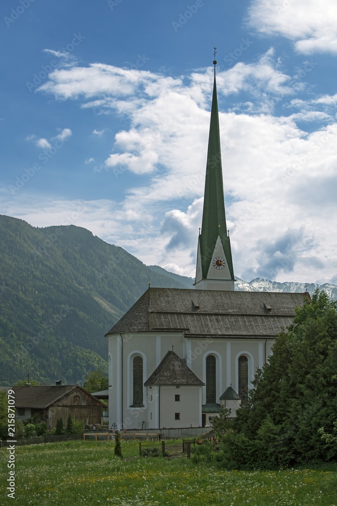 Church in small Tyrolien town Erlach, Austria