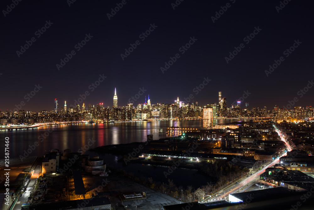 Skyline of downtown Manhattan by night, New York, United States of America Skyline of downtown Manhattan by night, New York, United States of America