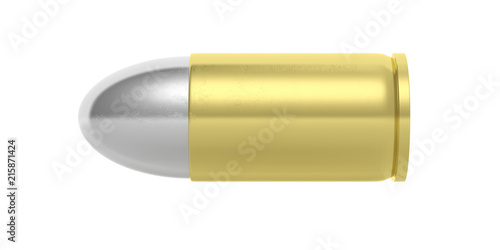 Gold silver bullet isolated on white background. 3d illustartion
