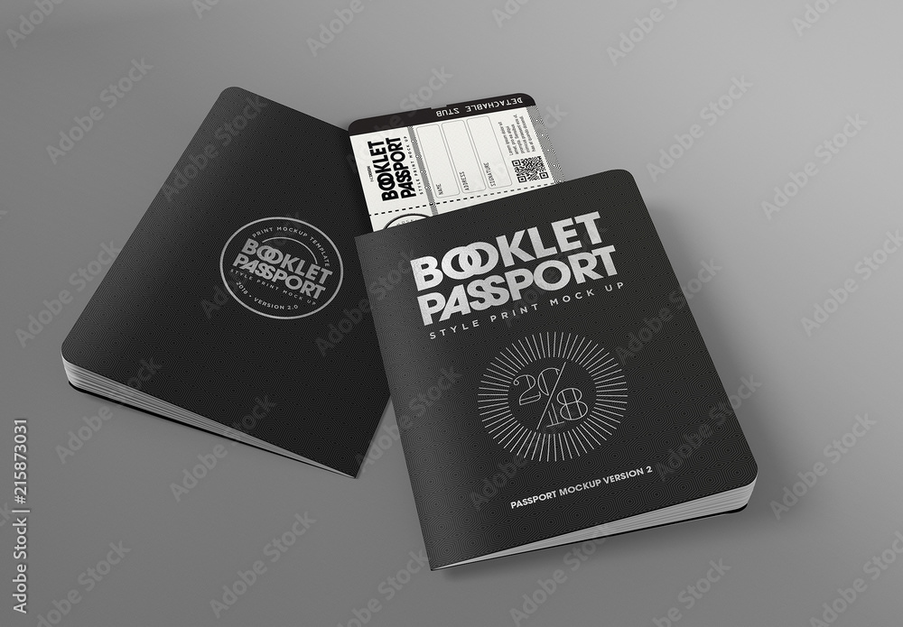 Passport Booklet Mockup Stock Template Adobe Stock