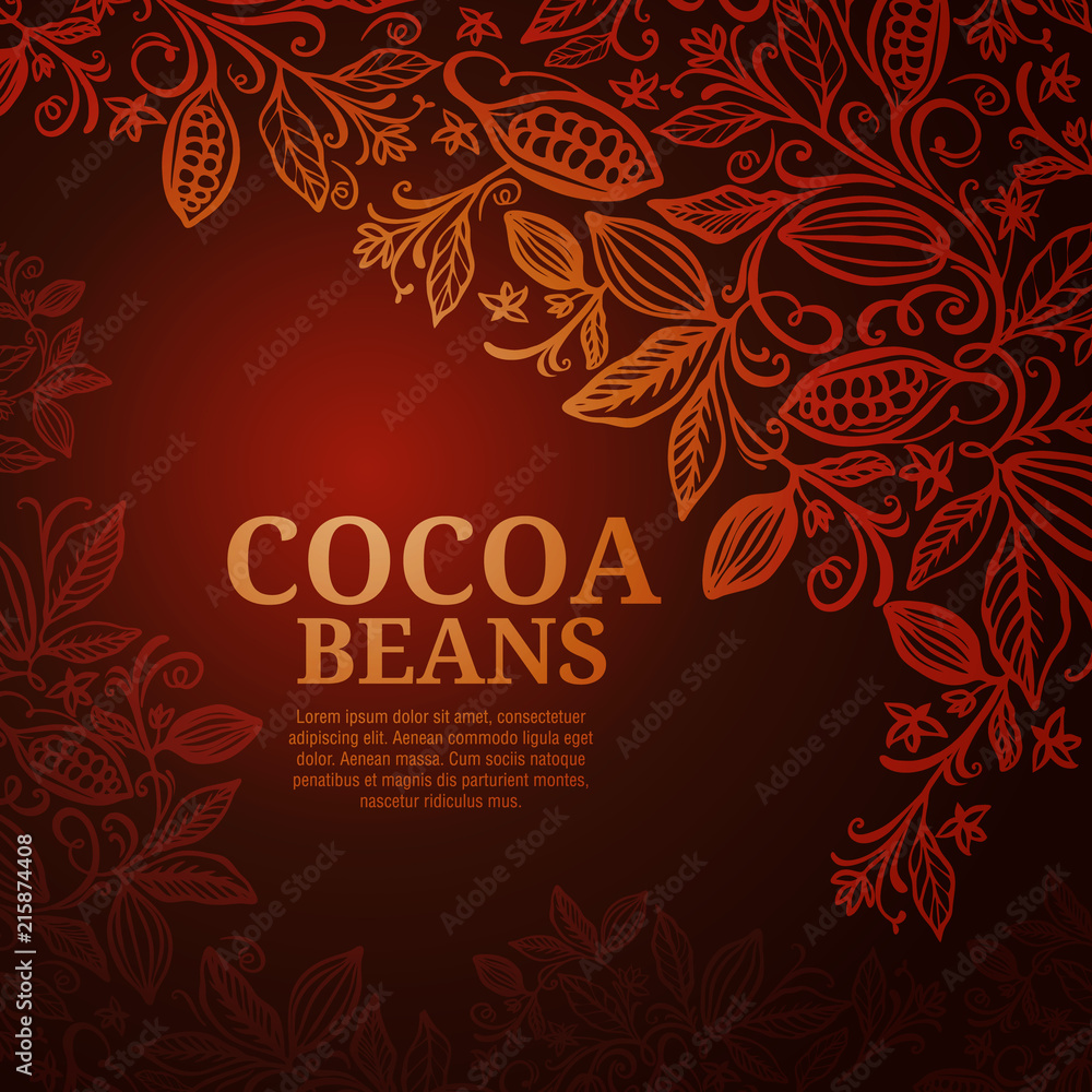 Cacao beans plant, Vector exotic cacao plants Cacao beans plant, Vector exotic cacao plants