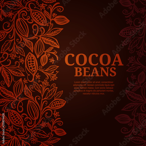 Cacao beans plant, Vector exotic cacao plants