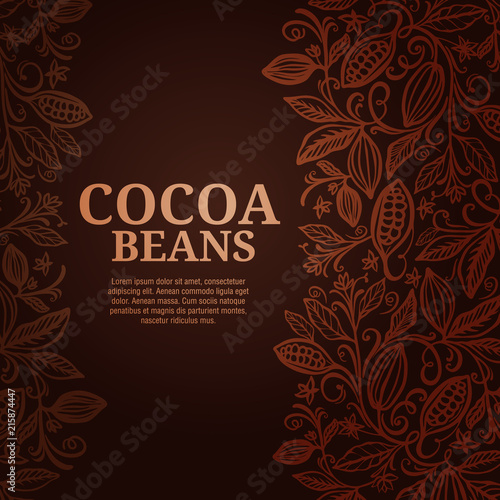 Cacao beans plant, Vector exotic cacao plants