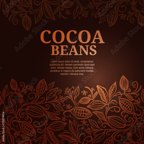 Cacao beans plant, Vector exotic cacao plants