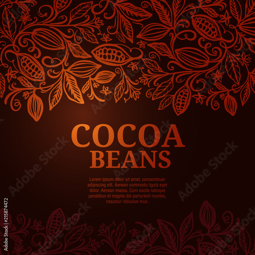 Cacao beans plant, Vector exotic cacao plants