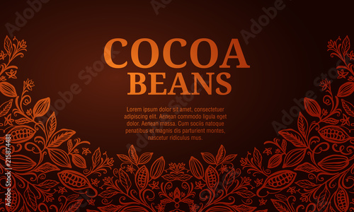 Cacao beans plant  Vector exotic cacao plants