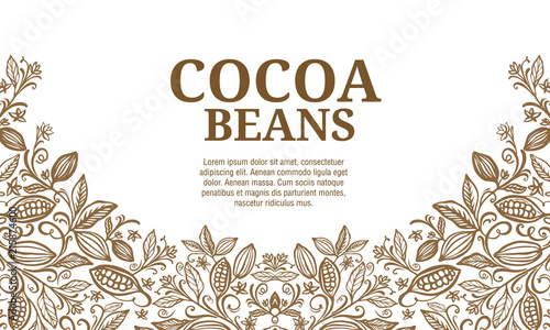Cacao beans plant, Vector exotic cacao plants
