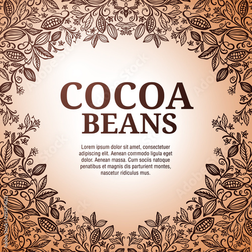 Cacao beans plant, Vector exotic cacao plants