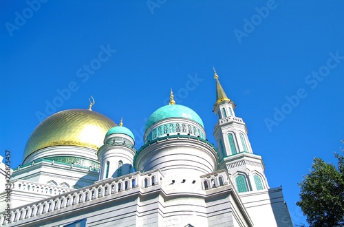most of the Moscow mosque on blue sky background