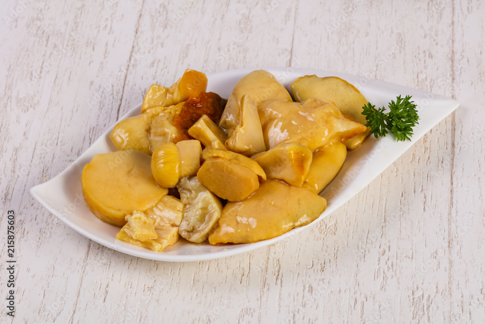 Pickled mushrooms in the bowl Pickled mushrooms in the bowl