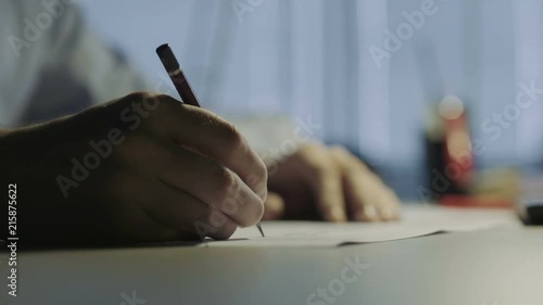 Young Man Draws A  Sketch In The Office 