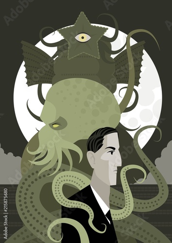 lovecraft writer and evil cthulthu dark octopus monsters